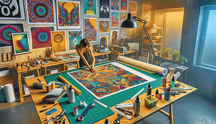 artist-using-self-adhesive-foamboard-mounting-failure