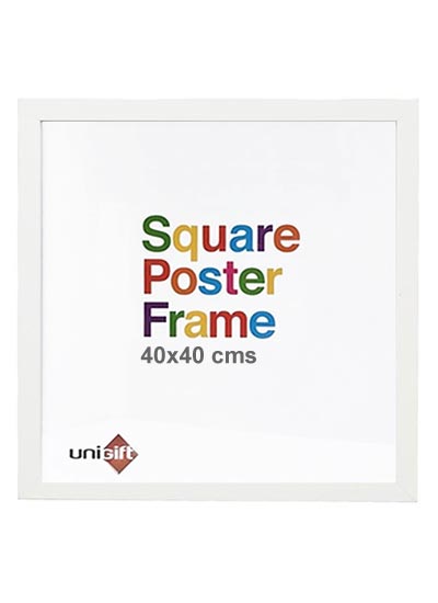 40x40 cm White Square Wood Box Poster Frame with clear glass - Photo Frames  and Picture Frames Online Store