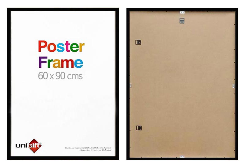 Black Wood Ready-Made Poster Frame (suits 60x90 cms with Clear Glass - Photo Frames and Picture Frames Store