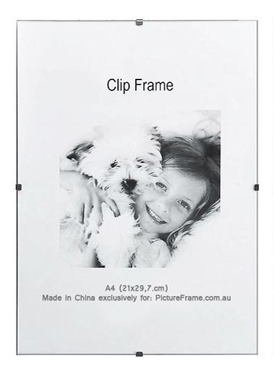 A4-size-frameless-wall-clip-frame-with-clear-plastic