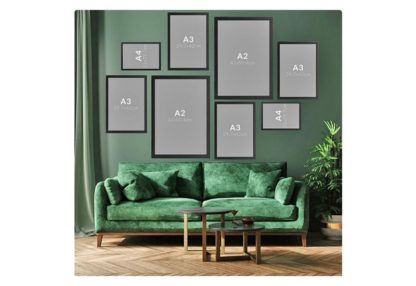 wall-gallery-with-A3-black-wood-poster-with-clear-glass